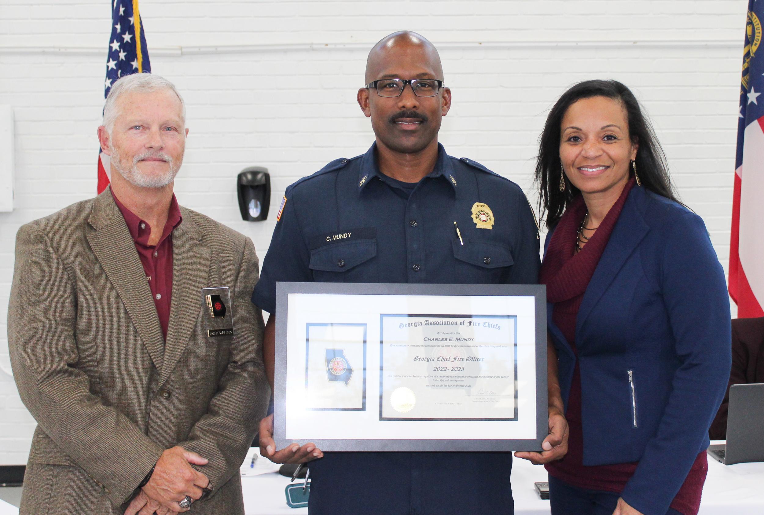 Photo for Training Chief Recognized For Completion of Georgia Chief Fire Officer Program