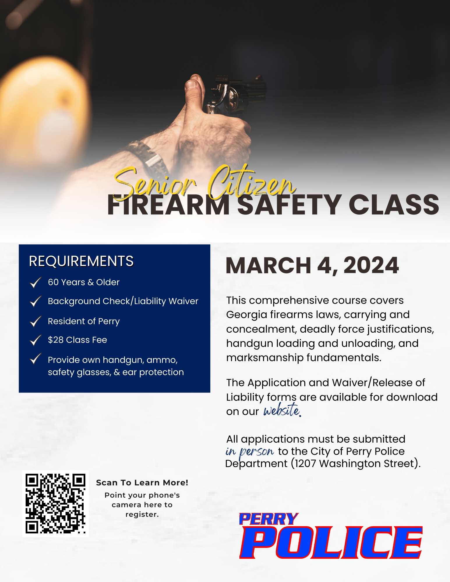 Photo for Perry Police Department To Host Senior Citizen Firearm Safety Class