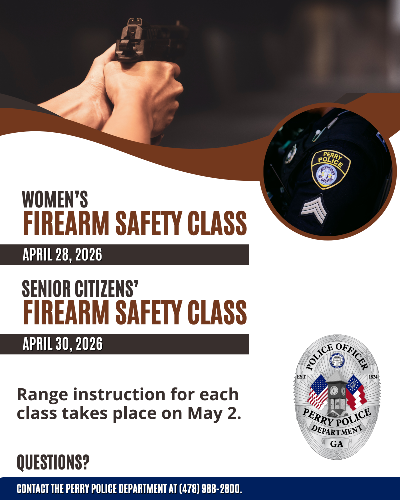 Photo for Perry Police Department to Host Women\'s Firearm Safety Class and Senior Citizens&rsquo; Firearms Safety Class in April