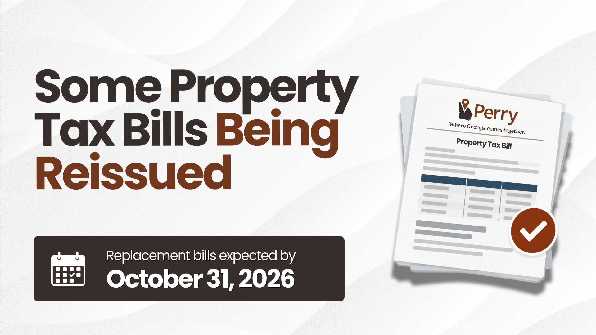 Click to Read City of Perry to Reissue Some Tax Bills for Application of Grant Credits Photo for City of Perry to Reissue Some Tax Bills for Application of Grant Credits